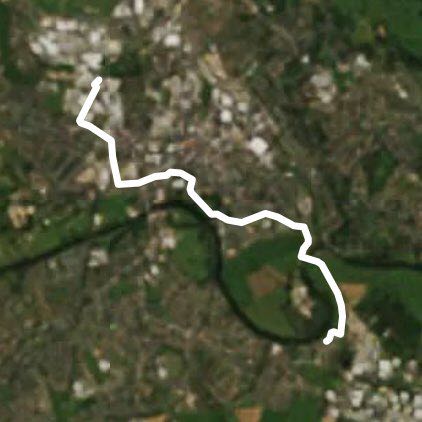 Cycle path and back roads.  walking route map in Hereford