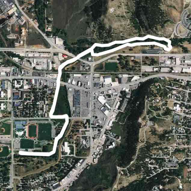 Founders Park Trail walking route map in Rapid City