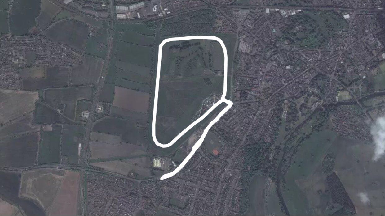 Warwick Racecourse walking route map in Warwick, England