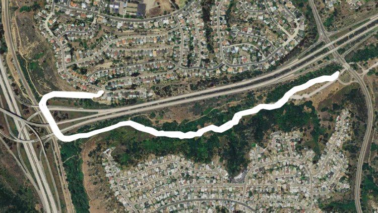 Marion Bear Memorial Park walking route map in San Diego, California, USA