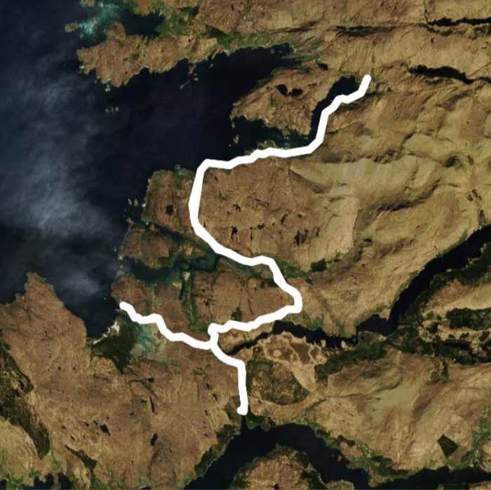Salen to Lochailort with detour to Ardtoe walking route map in Salen