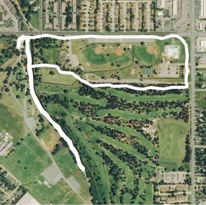 Mwc mem park walking route map in Midwest City