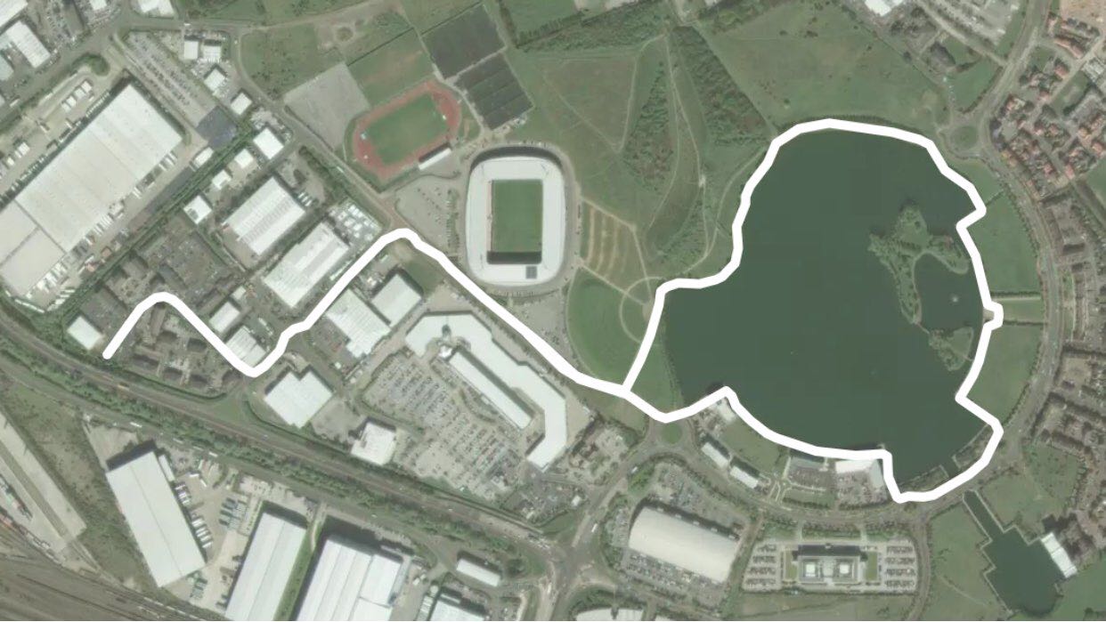 2 miles walking route map in Doncaster, England