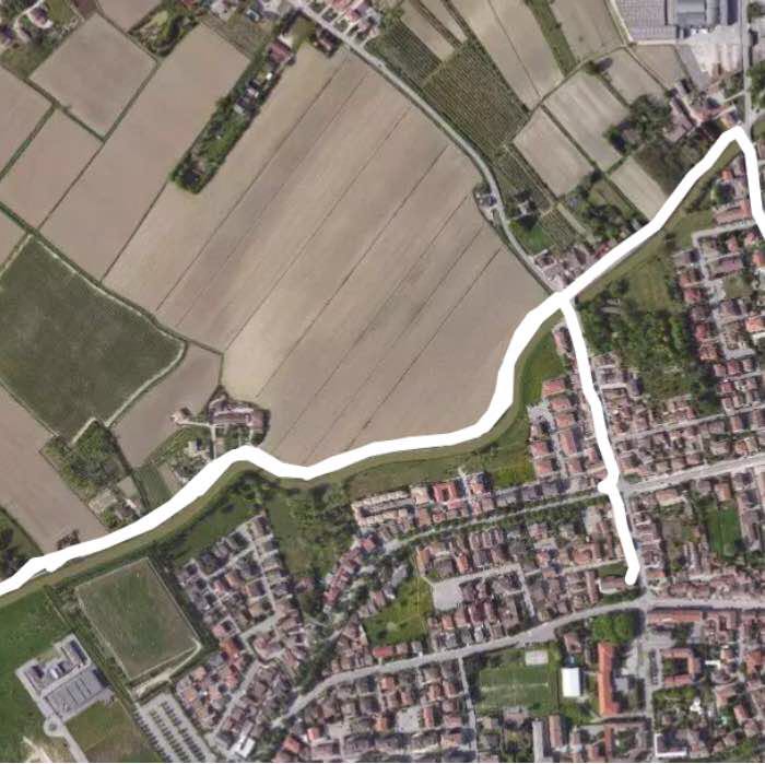 Cycle lane walking route map in Copparo