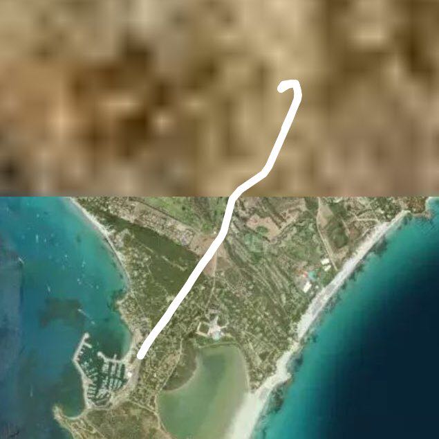 Via Del Mare walking route map in Simius