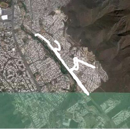 Cortijo and pedregal walking route map in Juárez