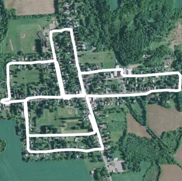 Basic ride route walking route map in Sherburne