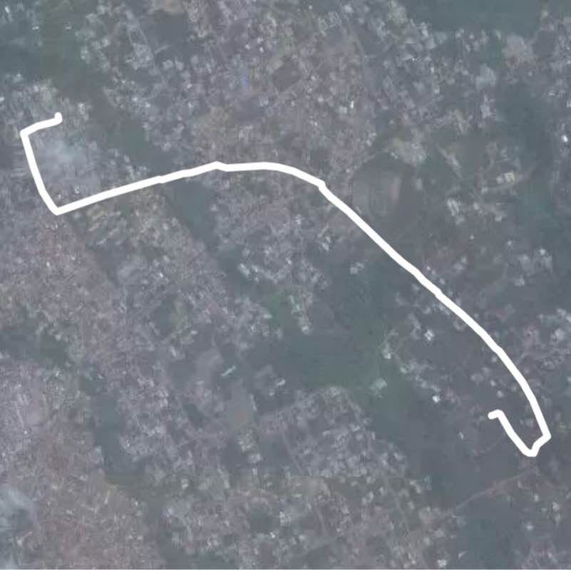 Akim Oda bungalow to st Francis school to blue gym walking route map in Akim Oda