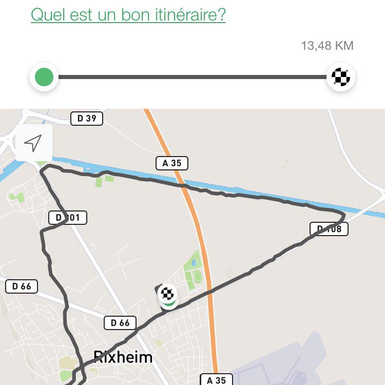 Huninhue's canal walking route map in Rixheim