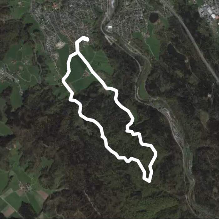 Small forest round "une-ufe" walking route map in Thalwil
