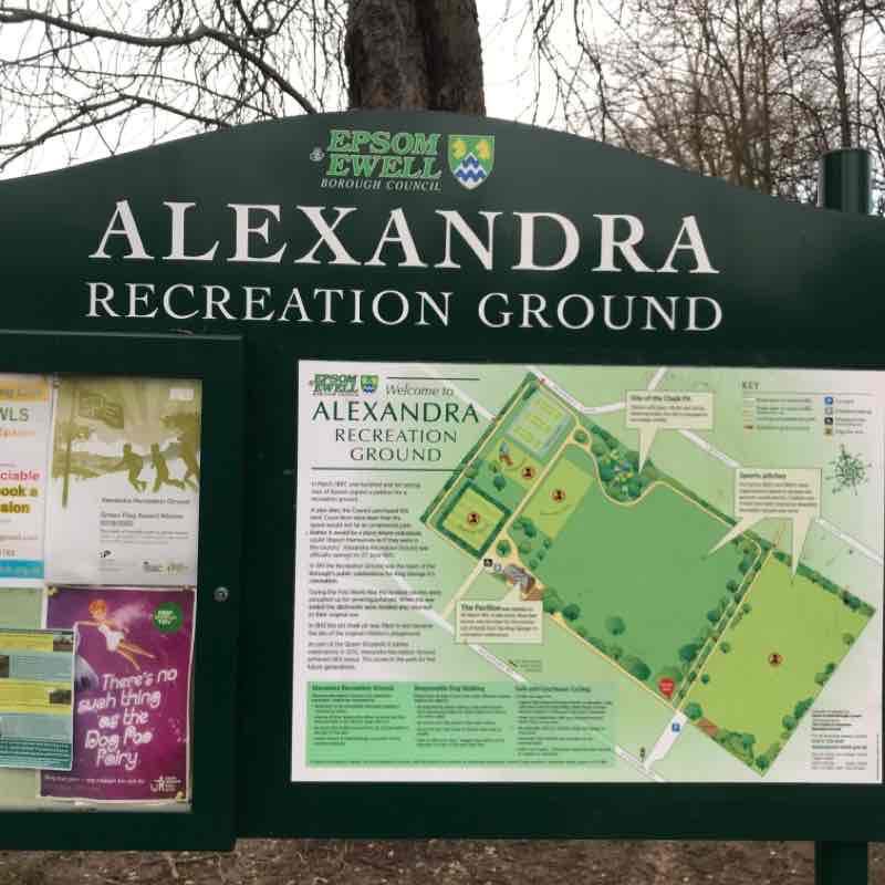 Alex Park Circular walking route map in Epsom