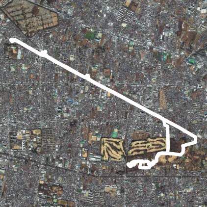 Lake Tama promenade, cherry blossom corridor walking route map in Higashimurayama