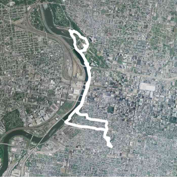 Trail/art museum walking route map in Camden