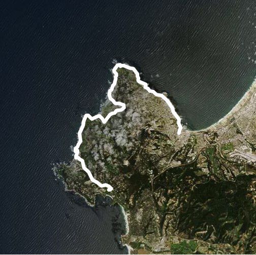 From Monterey to Pebble Beach walking route map in Del Rey Oaks