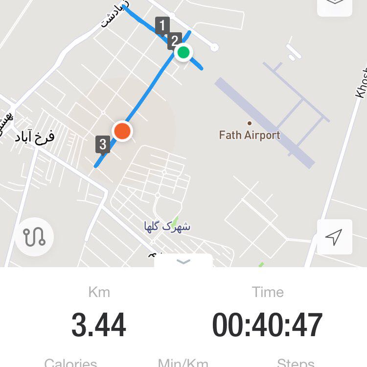 Zibadasht city park walking route map in Sharak-e-Naz