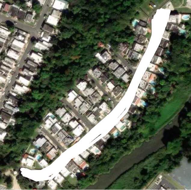 The sidewalks walking route map in Guaynabo