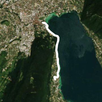 Lake Annecu walking route map in Sévrier