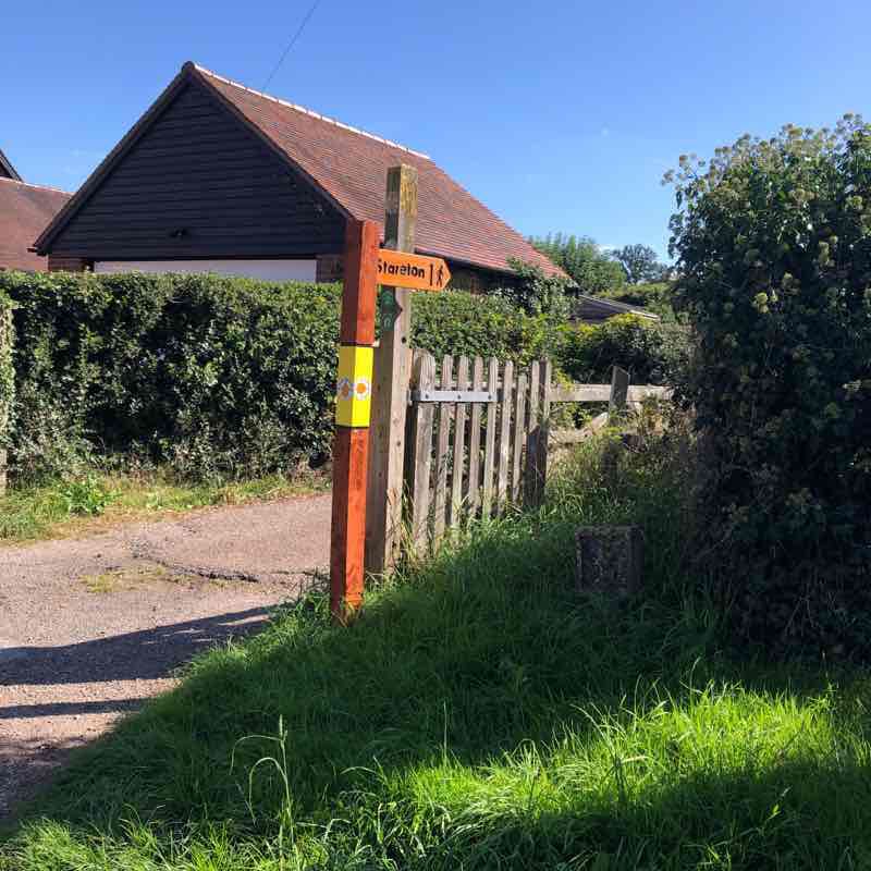 Pretty Village with routes leading off walking route map in Stoneleigh