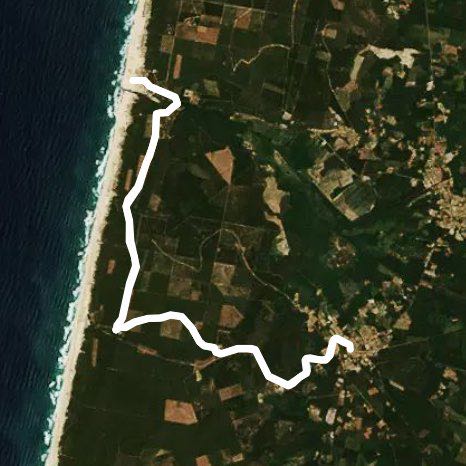 Bed-and-mix contis beach A / R walking route map in Lit-et-Mixe