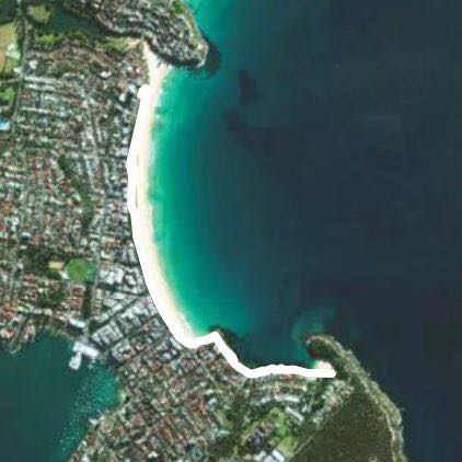 Manly Beach walking route map in Queenscliff