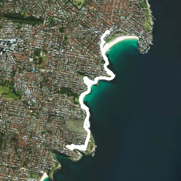 Bondi to Clovelly Coastal Walk walking route map in Bondi Beach
