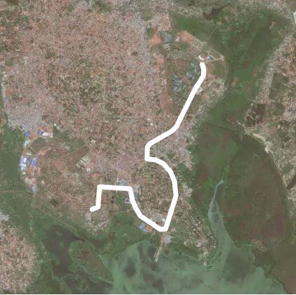 Royal Palms  walking route map in Kampala