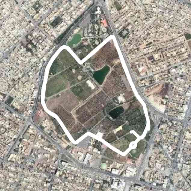 Azadi park walking route map in Sulaymaniyah