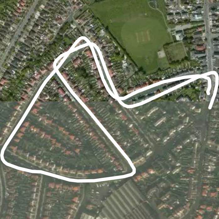 Crossens short run walking route map in Banks