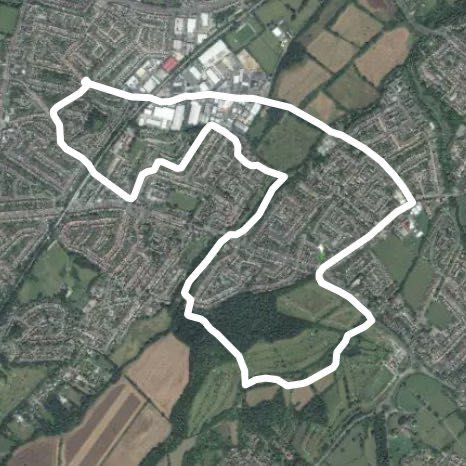 Hogsmill River and Horton Country Park walking route map in Chessington