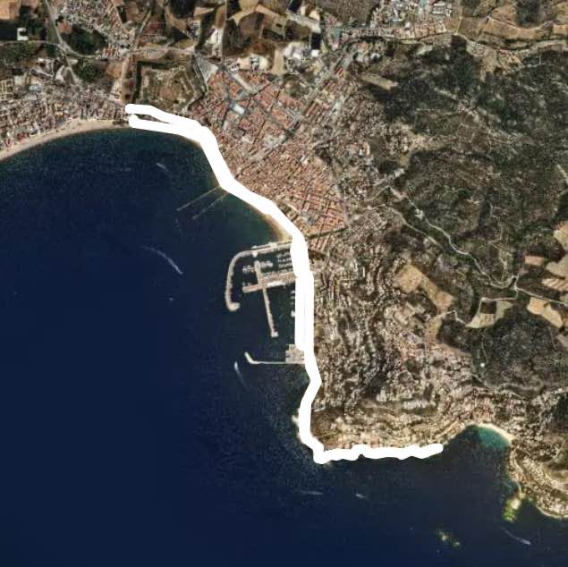 Roses walking route map in Roses