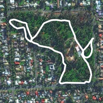 Hazelwood Park walking route map in Leabrook