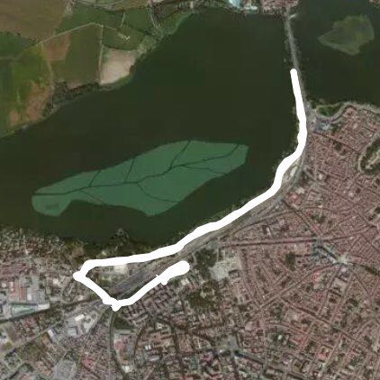 Upper lake walking route map in Mantova