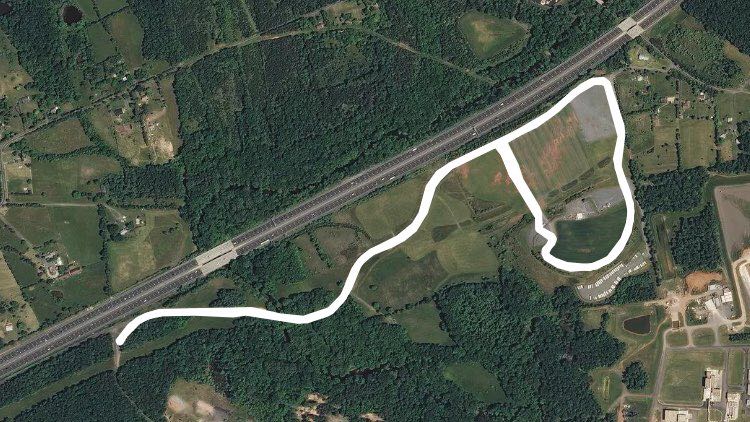 Bull Run Park 5K walking route map in Centreville, Virginia, USA