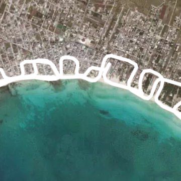 Asphalt / Sand run walking route map in Torre Lapillo