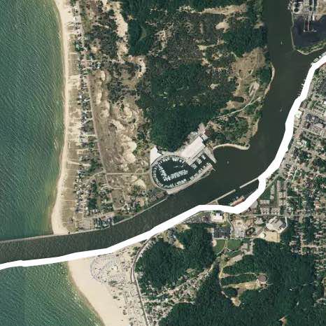 Grand Haven Boardwalk walking route map in Spring Lake