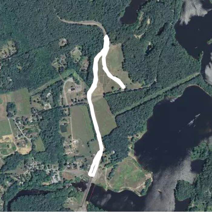 Mansfield Hollow Dam State park walking route map in Chaplin