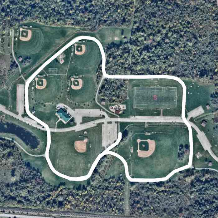 Westwood mile walking route map in Alden