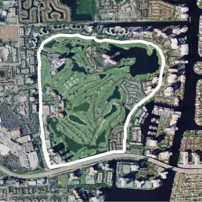 Adventure Circle walking route map in Sunny Isles Beach