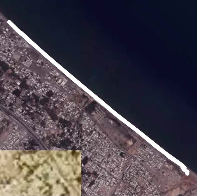Seeb beach  walking route map in Al Mawaleh North, الموالح الشمالية