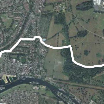Bushy park walking route map in Hampton Wick