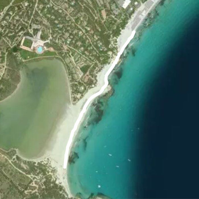 Simius beach - rush port walking route map in Simius