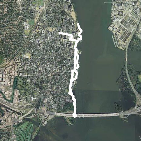Old Town waterfront walking route map in Forest Heights