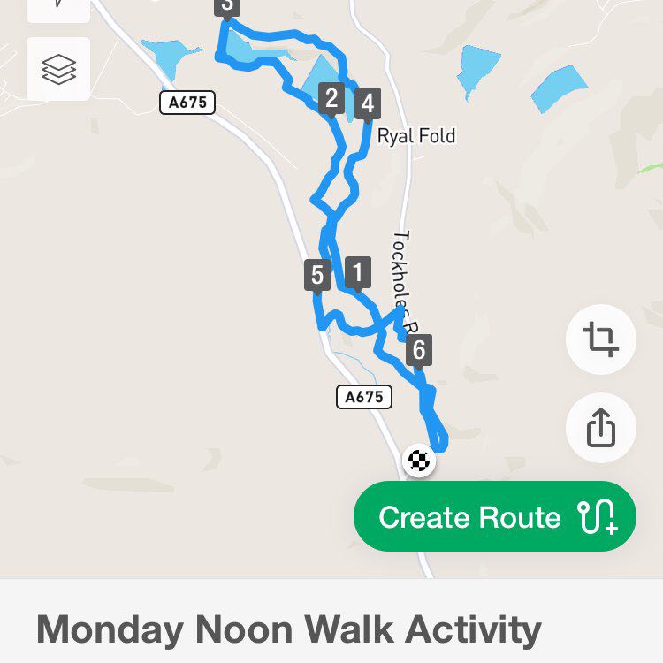 Tockholes Woods  walking route map in Darwen