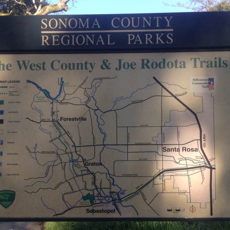 Down the bike trail and to Sebastopal charter 🚌