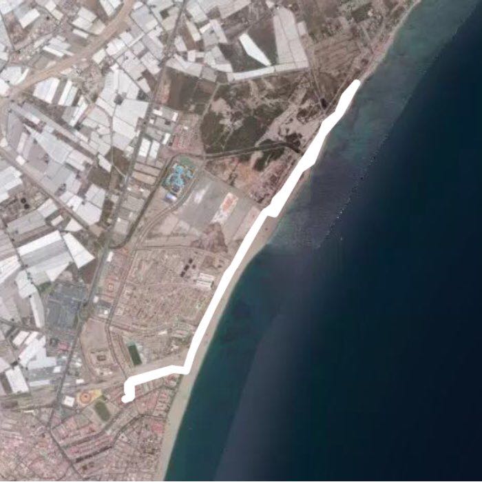 Protected zone walking route map in Roquetas de Mar