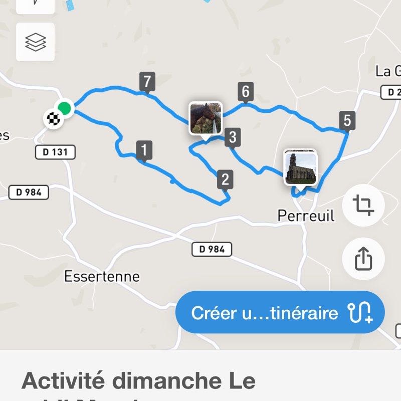 Perreuil walking route map in Perreuil