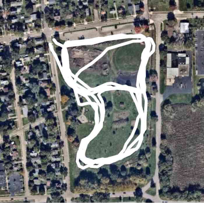 Carpenter Park walking route map in East Dundee