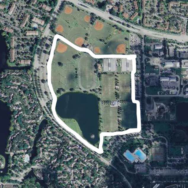 Central Park (white circuit x3) walking route map in Plantation