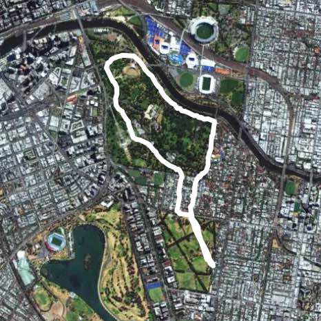 Fawkner & Tan walking route map in South Yarra
