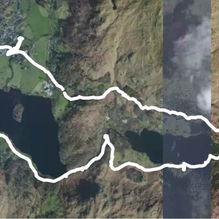 Rydal Water & Grasmere Circuit Hike/Walk walking route map in Rydal